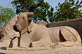 Mamallapuram - Tamil Nadu. The five Rathas. Nandi the bull.